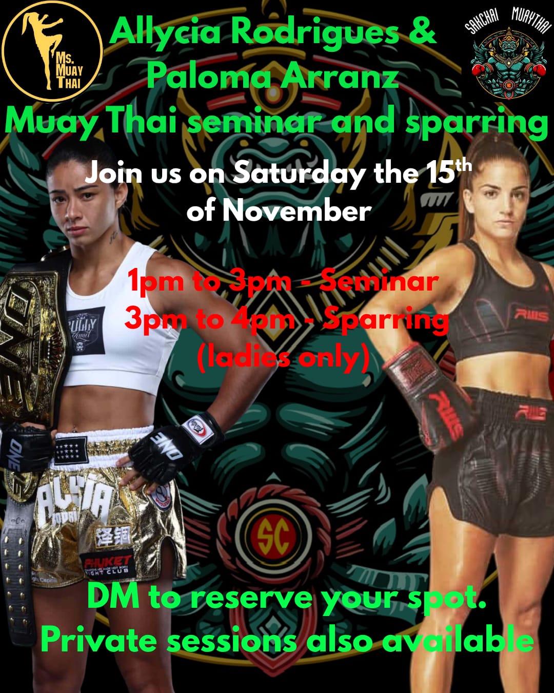 Allycia Rodrigues & Paloma Arranz Seminar and sparring 15th November
